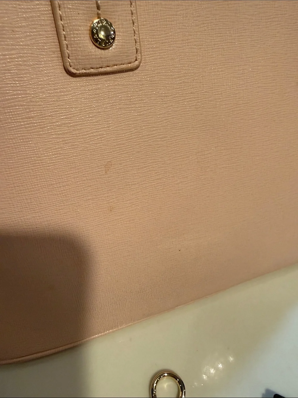 Furla Blush Pink Leather Satchel with Gold Charm